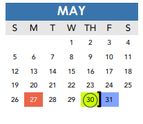 District School Academic Calendar for Early College High School for May 2024