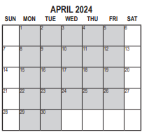 District School Academic Calendar for Asa Charter for April 2024