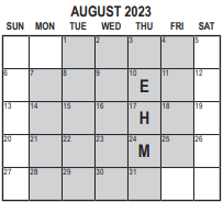 District School Academic Calendar for Sierra High School for August 2023