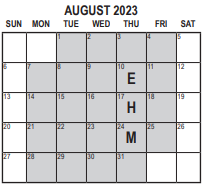 District School Academic Calendar for Ywca Academy for August 2023