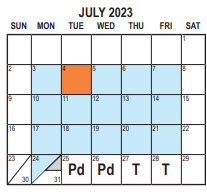 District School Academic Calendar for Hillside Elementary for July 2023