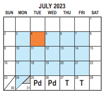 District School Academic Calendar for Ywca Academy for July 2023