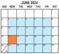 District School Academic Calendar for Richardson Prep High School for June 2024