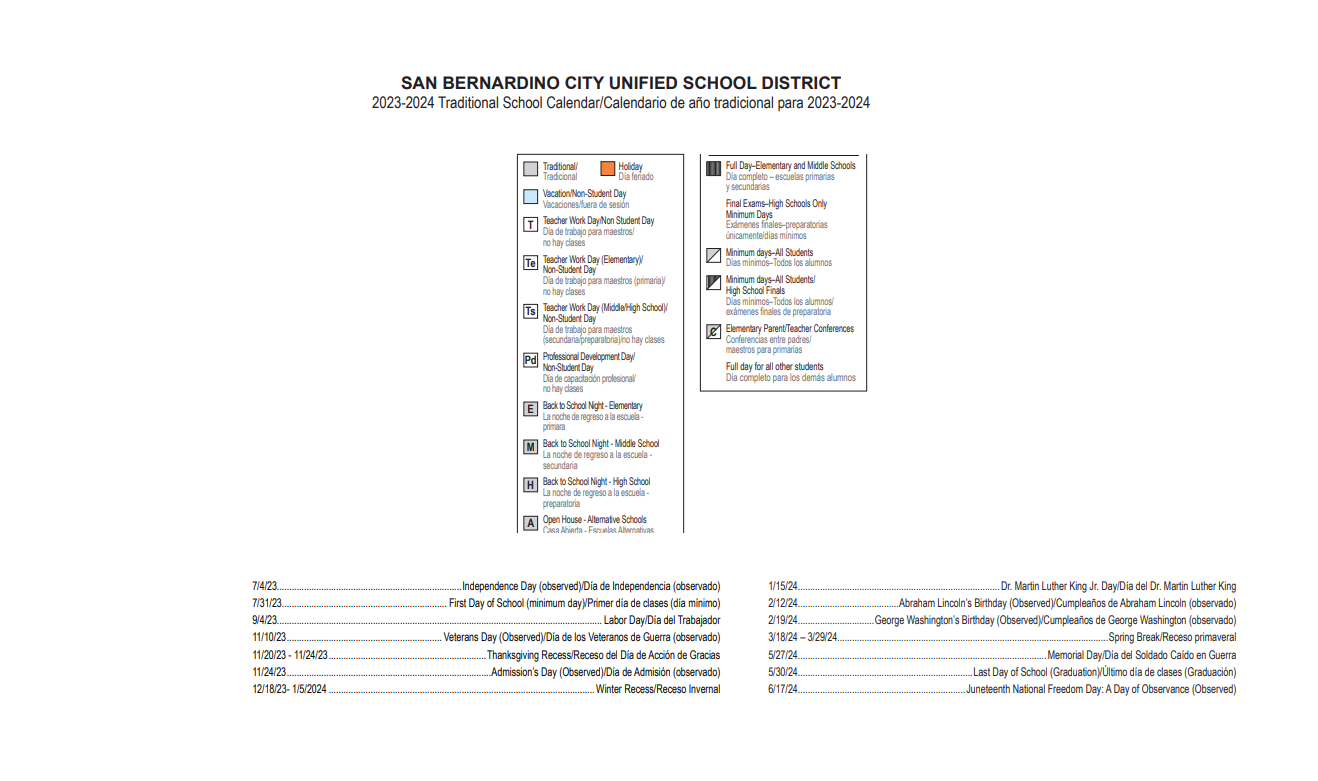 District School Academic Calendar Key for Muscoy Elementary