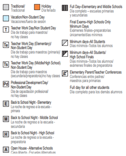 District School Academic Calendar Legend for Ywca Academy