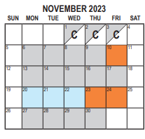 District School Academic Calendar for Alternative Learning Center for November 2023