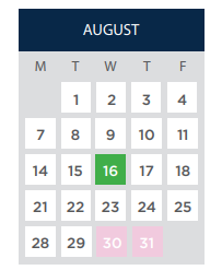 District School Academic Calendar for Peabody Elementary for August 2023