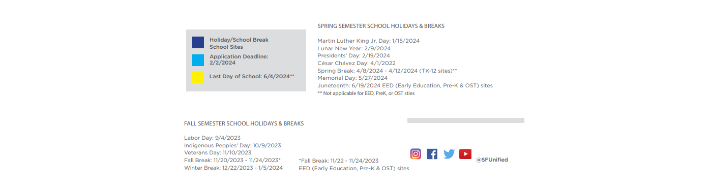 District School Academic Calendar Key for Francisco Middle