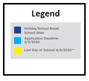District School Academic Calendar Legend for Sunnyside Elementary