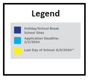 District School Academic Calendar Legend for Roosevelt Middle