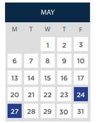 District School Academic Calendar for Lakeshore Elementary for May 2024
