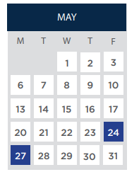 District School Academic Calendar for King Martin Luther Jr Academic Middle for May 2024