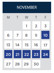District School Academic Calendar for Tenderloin Community for November 2023