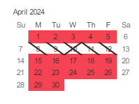 District School Academic Calendar for Bachrodt (walter L.) Elementar for April 2024