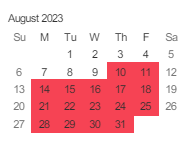 District School Academic Calendar for River Glen School for August 2023