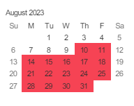 District School Academic Calendar for Graystone Elementary for August 2023