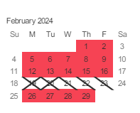 District School Academic Calendar for River Glen School for February 2024