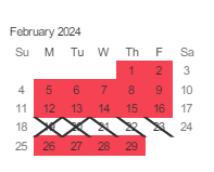 District School Academic Calendar for Mann (horace) Elementary for February 2024