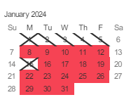 District School Academic Calendar for Willow Glen Middle for January 2024