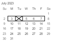 District School Academic Calendar for Bachrodt (walter L.) Elementar for July 2023
