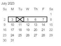 District School Academic Calendar for Harte (bret) Middle for July 2023