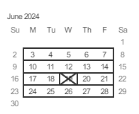 District School Academic Calendar for Bachrodt (walter L.) Elementar for June 2024
