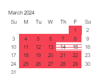 District School Academic Calendar for Leland Plus (CONT.) for March 2024