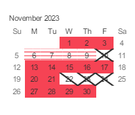 District School Academic Calendar for Bachrodt (walter L.) Elementar for November 2023
