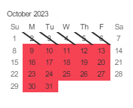 District School Academic Calendar for Willow Glen Middle for October 2023