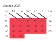 District School Academic Calendar for Middle College High for October 2023