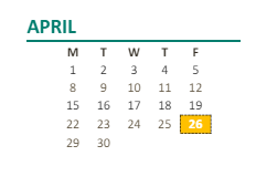 District School Academic Calendar for Woodside Elementary for April 2024