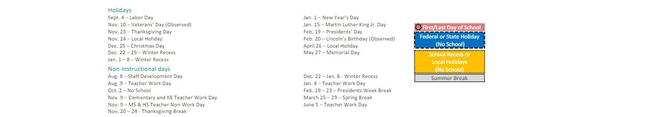 District School Academic Calendar Key for Sylvan Middle