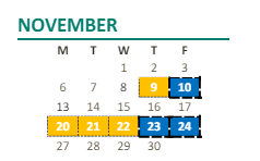 District School Academic Calendar for Humane Education Learning Community Charter for November 2023