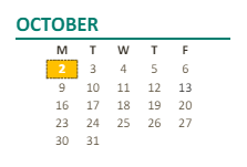 District School Academic Calendar for Mitchell (billy) Elementary for October 2023