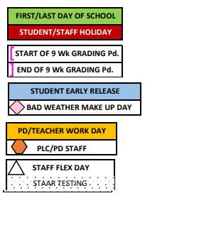 District School Academic Calendar Legend for Barbara Jordan Int