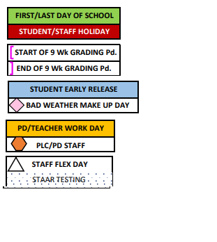 District School Academic Calendar Legend for Green Valley Elementary School