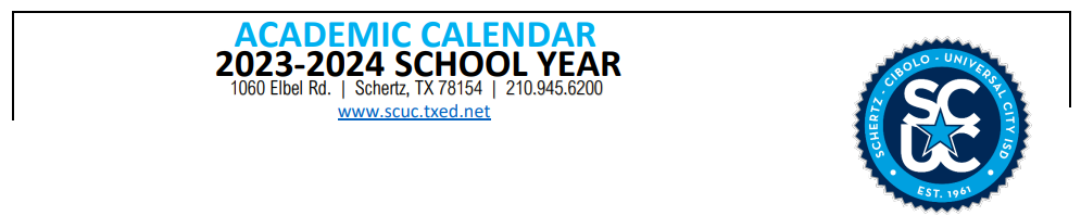 District School Academic Calendar for Cibolo Valley Elementary School
