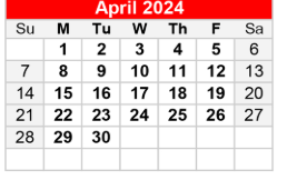 District School Academic Calendar for Joseph L Block Jr High School for April 2024