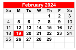 District School Academic Calendar for Joseph L Block Jr High School for February 2024