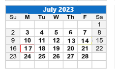 District School Academic Calendar for Joseph L Block Jr High School for July 2023