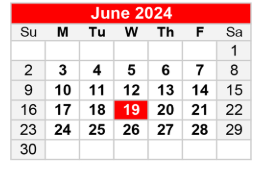 District School Academic Calendar for Joseph L Block Jr High School for June 2024
