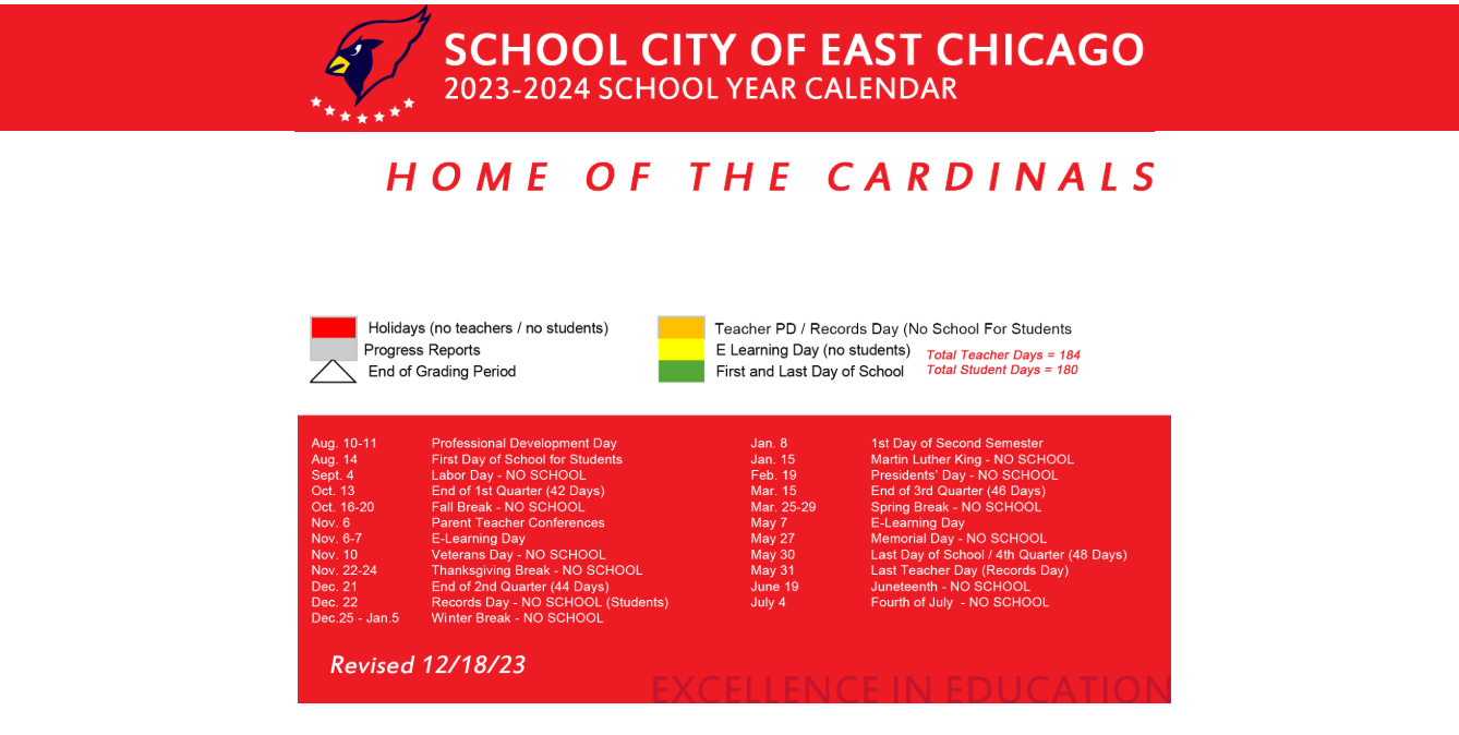 District School Academic Calendar Key for Joseph L Block Jr High School