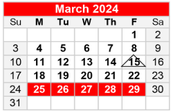 District School Academic Calendar for Joseph L Block Jr High School for March 2024