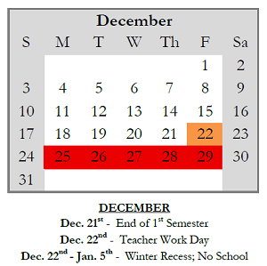 District School Academic Calendar for Charles N Scott Middle School for December 2023