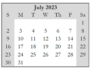District School Academic Calendar for Charles N Scott Middle School for July 2023