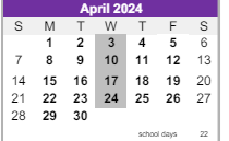 District School Academic Calendar for Ridge View Elementary School for April 2024