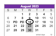 District School Academic Calendar for Ridge View Elementary School for August 2023