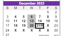 District School Academic Calendar for Ridge View Elementary School for December 2023