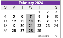 District School Academic Calendar for Ridge View Elementary School for February 2024