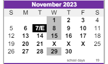 District School Academic Calendar for Ridge View Elementary School for November 2023